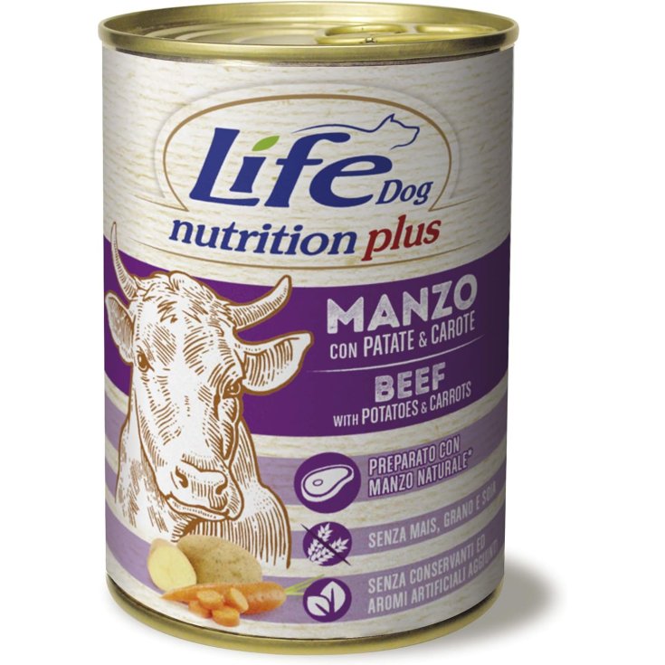 Life Dog Nutrition Plus Manzo a Pezzettoni con Patate e Carote - 400GR