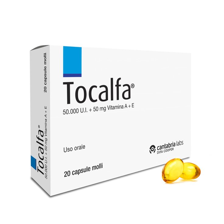 Tocalfa 50000 UI + 50mg Vitamina A + E  Integratore Alimentare 20 Capsule Molli