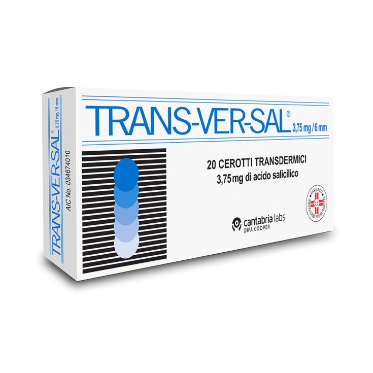 DifaCooper Trans-Ver-Sal 3,75mg/6mm Per Verruche, Callosit&agrave; E Duroni 20 Cerotti Transdermici