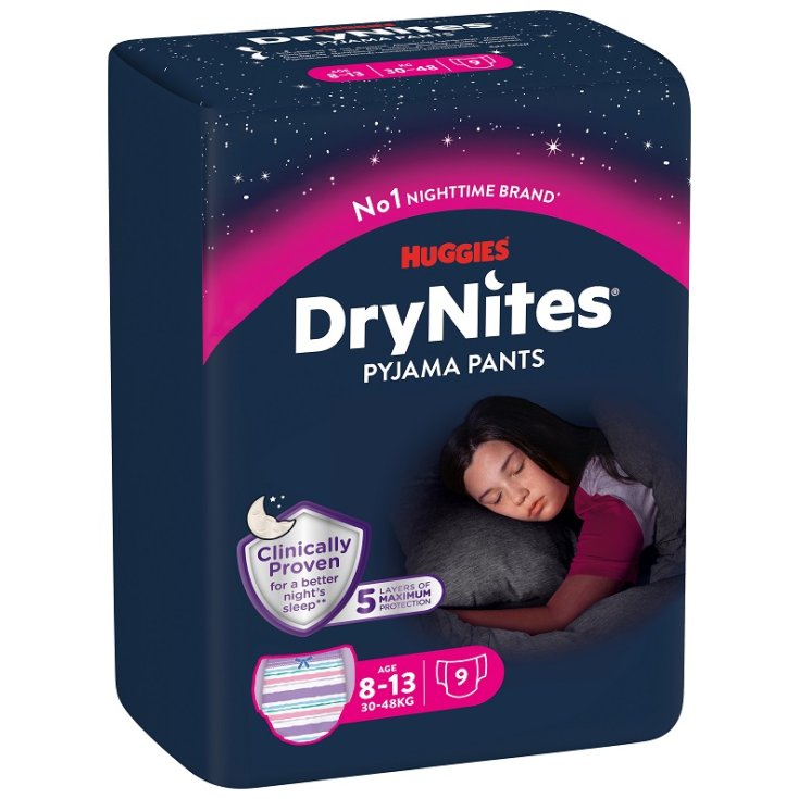 Huggies Drynites Mutandine Assorbenti Ragazze 8-13 Anni 9 Pezzi