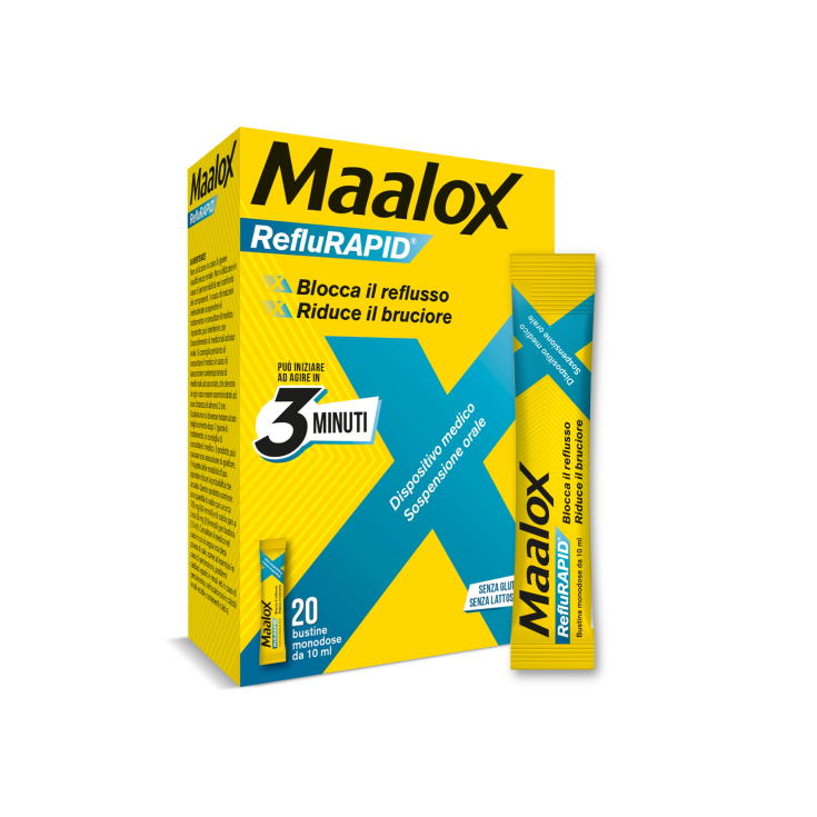 Sanofi Maalox RefluRAPID Senza Glutine Senza Lattosio 20 Bustine Monodose Da 10ml