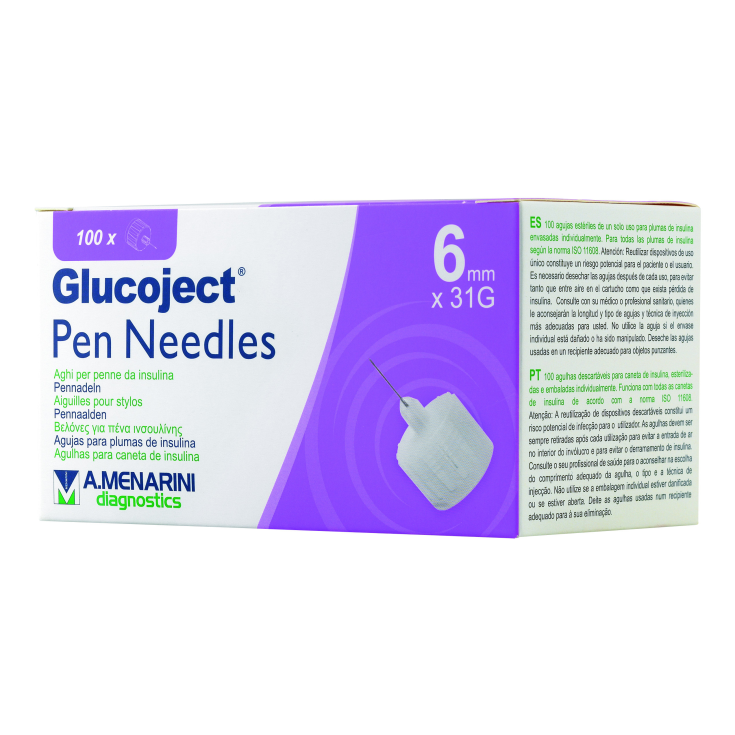 Glucoject Pen Needles 6mm x 31G A.Menarini Diagnostics 100 Aghi