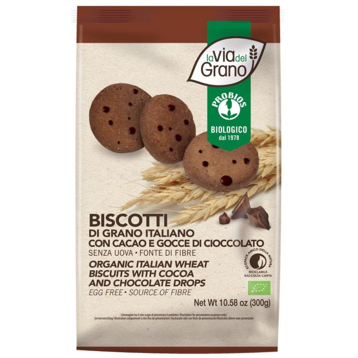 La Via Del Grano Biscotti Con Cacao E Gocce Di Cioccolato Probios 300g