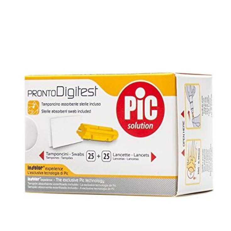 Pronto Digitest 28G Lancette + Tamponcino PIC 25+25 Pezzi