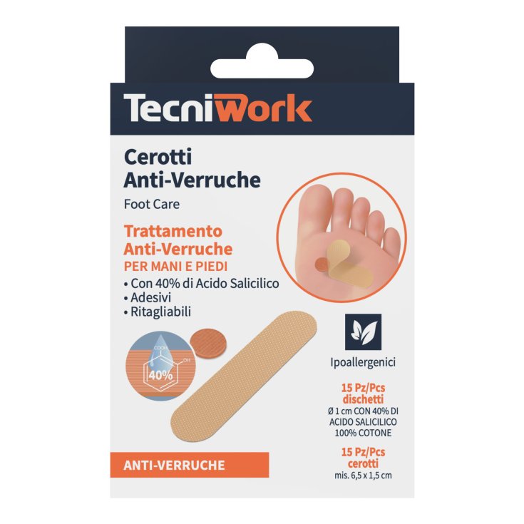 Cerotti Antiverruche Piedi Tecniwork&reg; 15+15 Pezzi