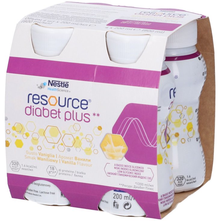 Resource&nbsp;Diabet Plus Vaniglia Nestl&eacute; Health Science 4 x200ml