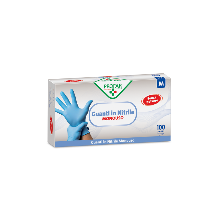 Guanti in Nitrile Senza Polvere M PROFAR&reg; 100 Pezzi