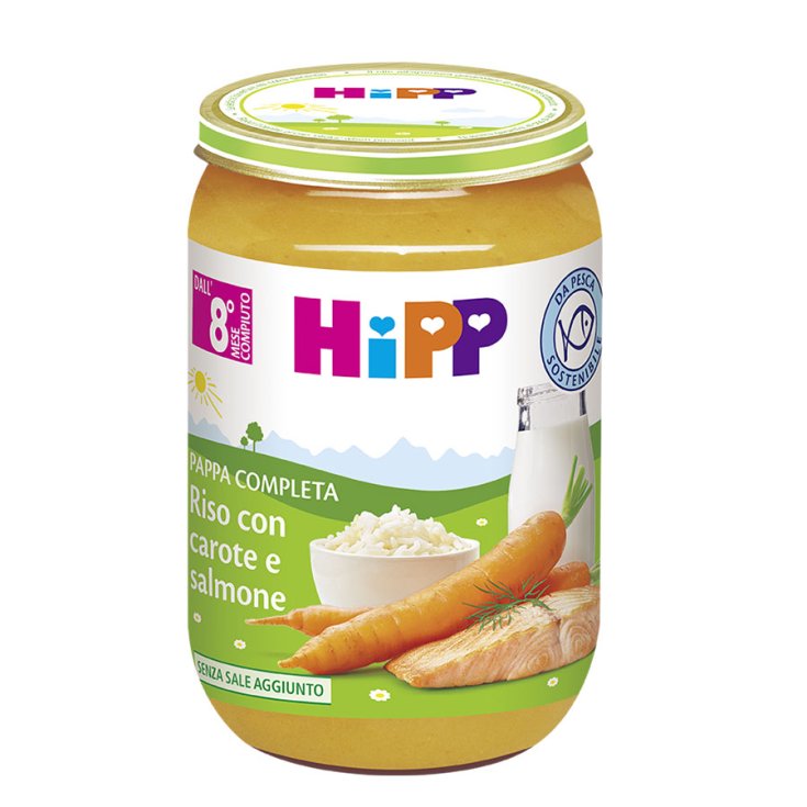 Pappa Completa&nbsp;Riso con Carote e&nbsp;Salmone HiPP Biologico 220g