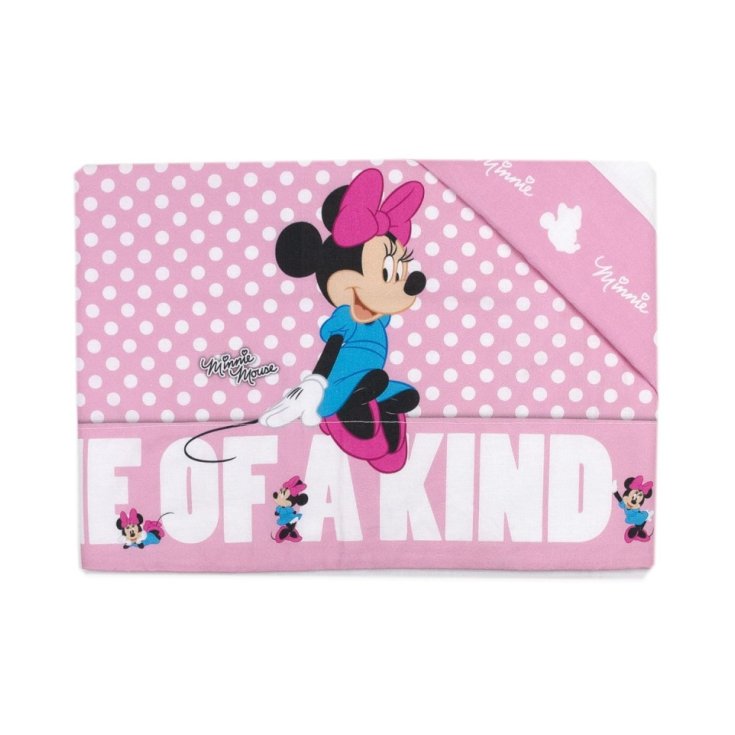 Completo 3pz culla carrozzina bimba neonato lenzuolo stampa Minnie Disney baby bianco rosa TU