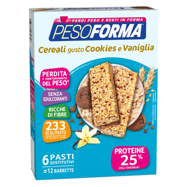 Barrette Cereali Gusto Cookies e Vaniglia Pesoforma&reg; 12 Barrette