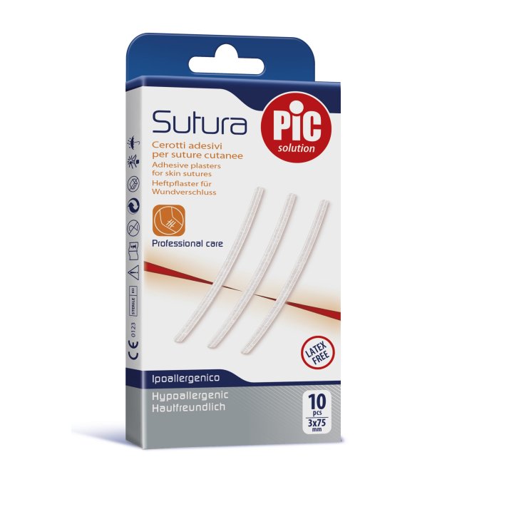 Sutura Cerotti Suture Cutanee 3x75mm PIC 10 Pezzi