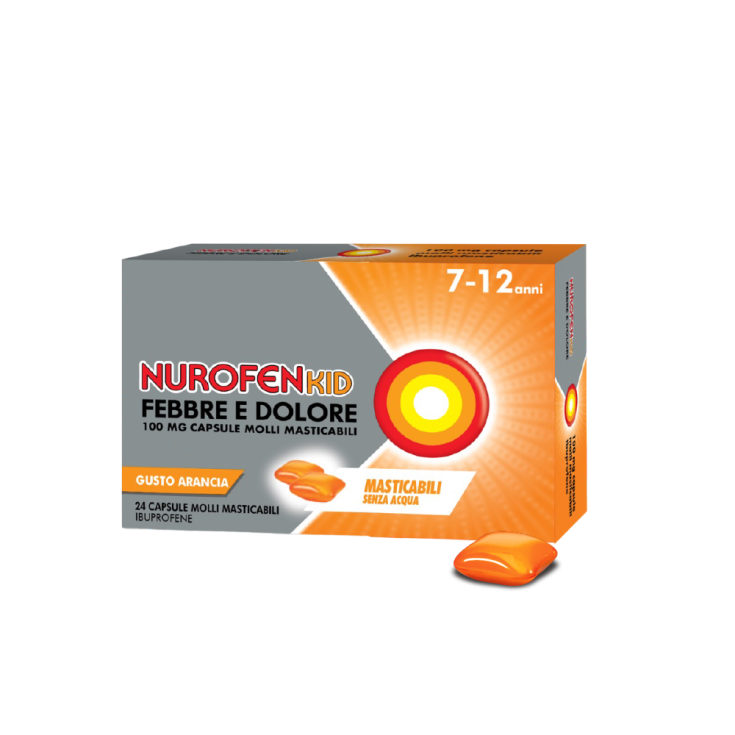 NurofenKid Febbre e Dolore 100 mg  24 Capsule Molli Masticabili