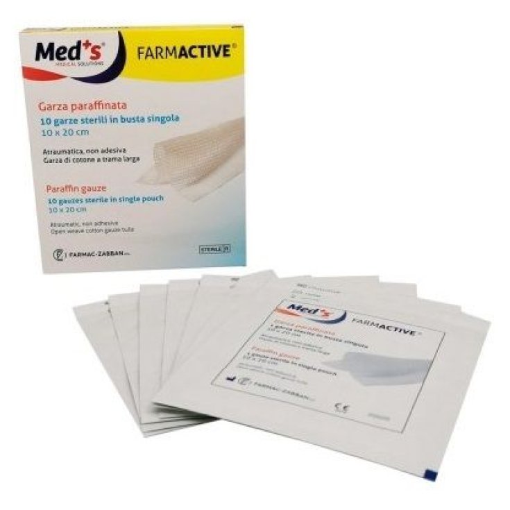 Med's FarmActive&reg; Garza Paraffinata Sterile 10x20cm Farmac-Zabban 10 Pezzi
