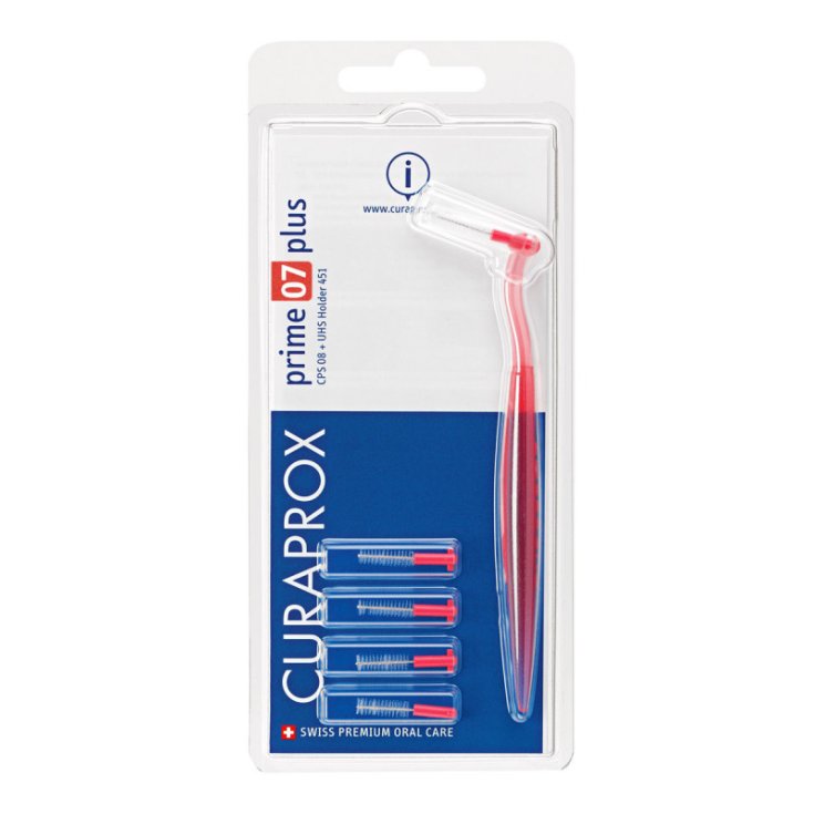 CPS 07 PRIME PLUS Spazzolini Manico Rosso Curaprox 5 Pezzi
