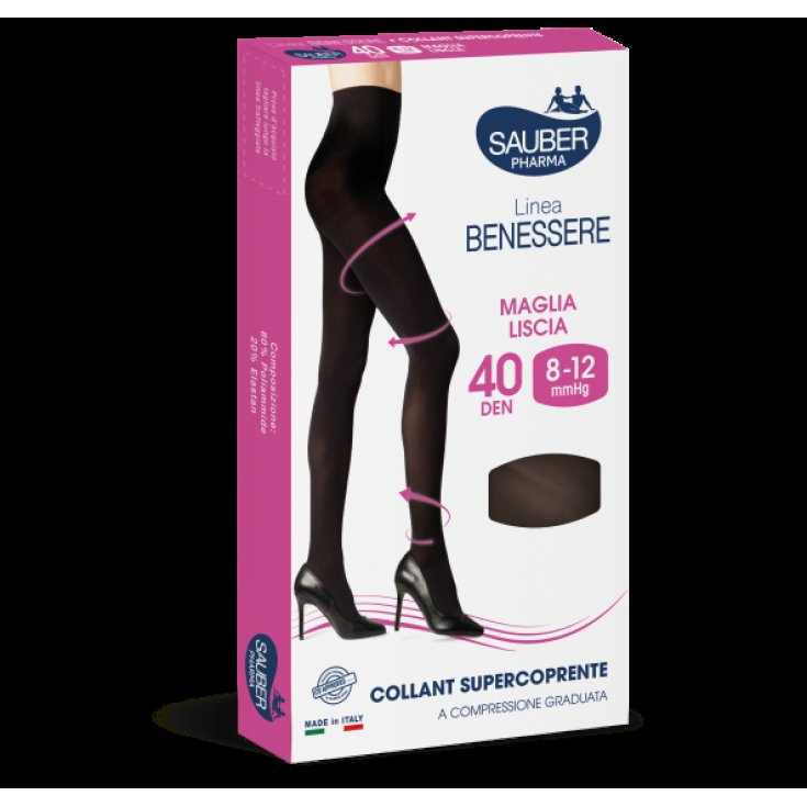 Linea Benessere 40D Collant Supercoprente Nero Tg.3&nbsp;Sauber