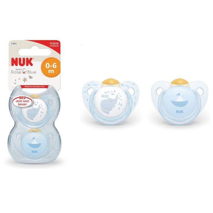Nuk Succhietto Rose&Blue Blu Lattice 0-6m 2 Pezzi