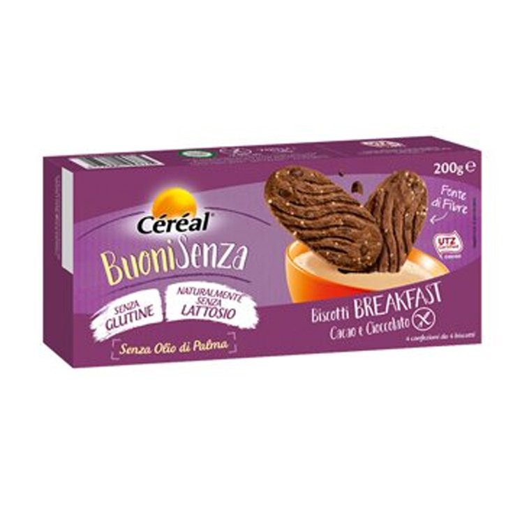 BuoniSenza Biscotti Breakfast Con Cacao E Cioccolato C&eacute;r&eacute;al 200g