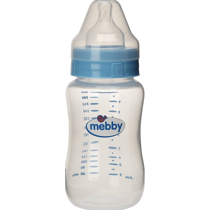 Biberon Vetro Silicone Blu Mebby 180ml