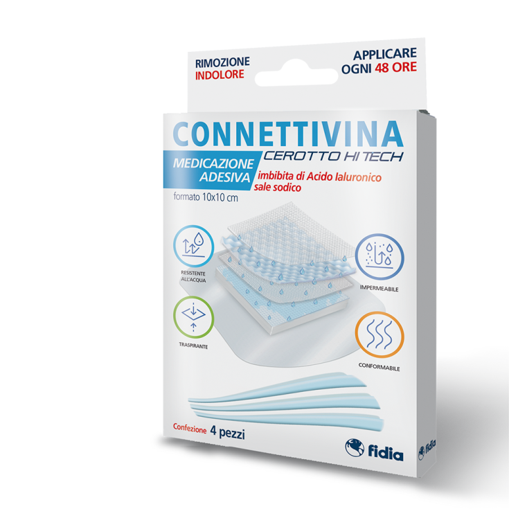 Connettivina Cerotto Hi Tech 10x10cm Fidia 4 Medicazioni Adesive