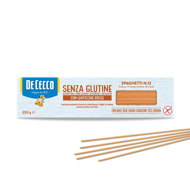 Spaghetti n&deg;12 Con Lenticchie Rosse De Cecco 250g