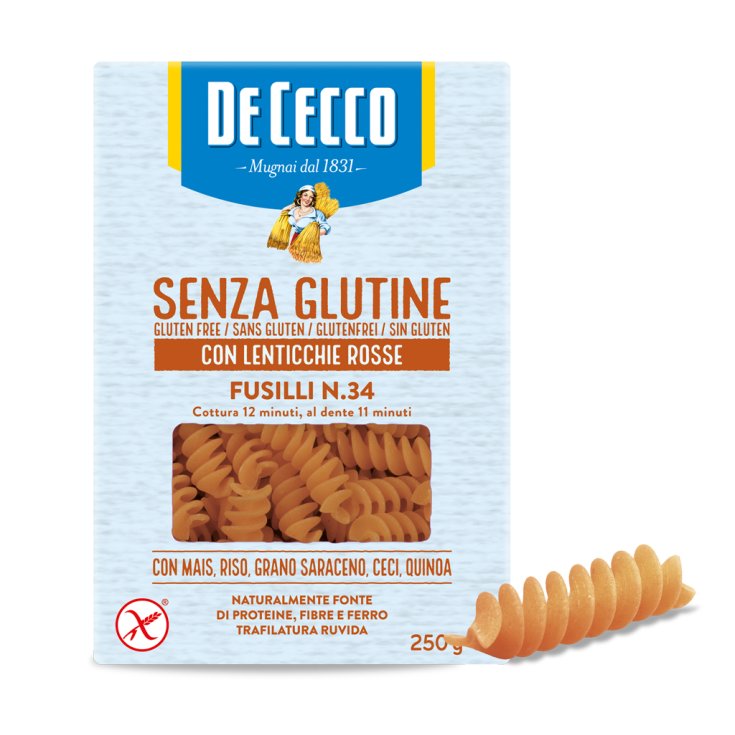Fusilli n&deg;34 Con Lenticchie Rosse De Cecco 250g