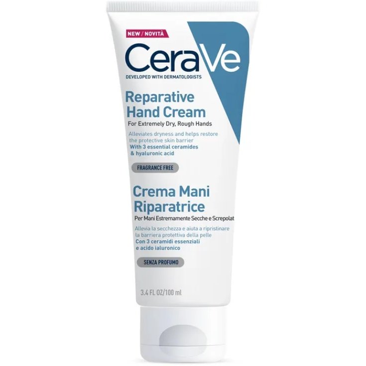 CeraVe Crema Mani Riparatrice Idratazione Intensa con Acido Ialuronico, Per Pelle Molto Secca, Ruvida o Screpolata, 100 ml