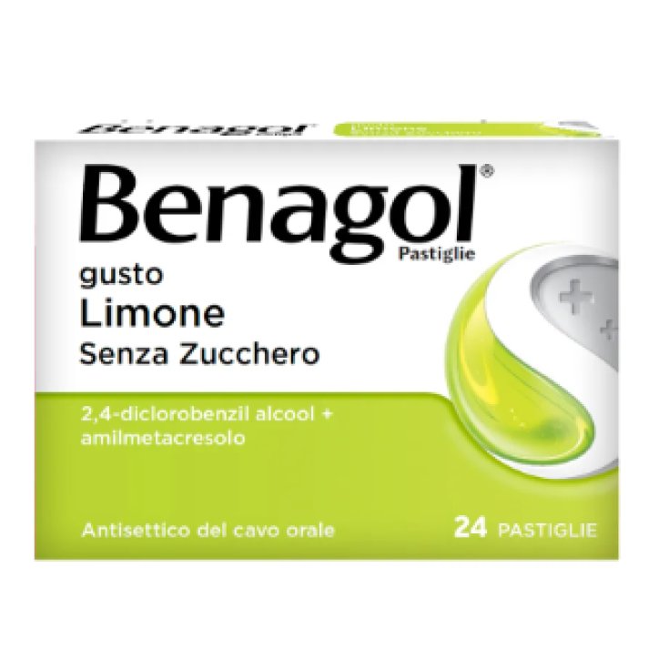 Benagol 24 Pastiglie  Limone senza zucchero  antisettico per bocca e gola