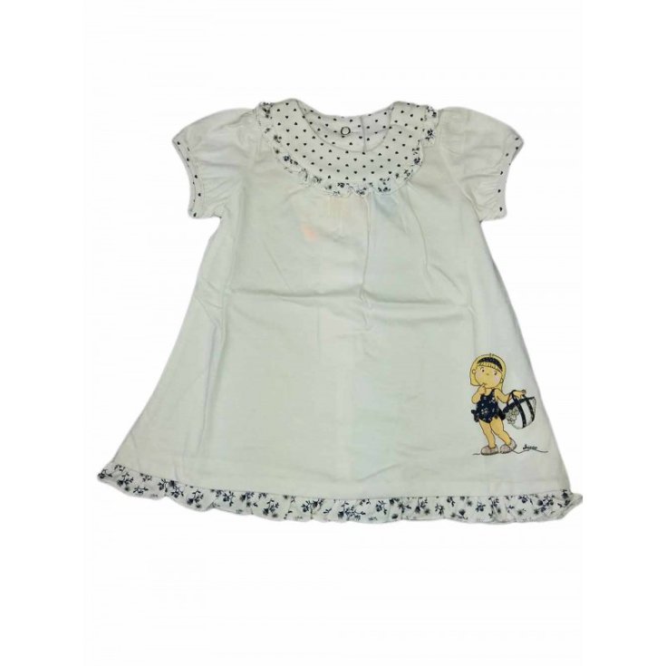 Vestitino di Cotone Bimba&nbsp;CHICCO Bianco/Blu Taglia 9&nbsp;Mesi