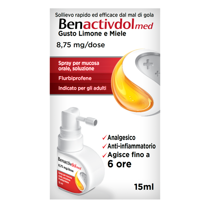 Benactivdolmed Gola Spray 15 ml, Indicato per Mal di Gola