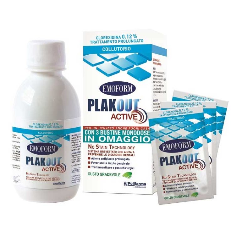 Emoform&reg; Plak Out&reg; Active Collutorio 0,12%+ 3 Bustine Omaggio