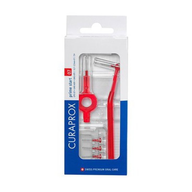 Prime Start&nbsp;07 Scovolino Interdentale Curaprox Rosso 5 Pezzi + 2 Manici