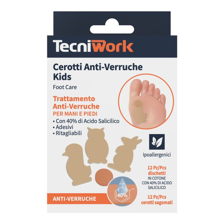 Cerotti Anti Verruche per Bambini Tecniwork&reg; 24 Pezzi