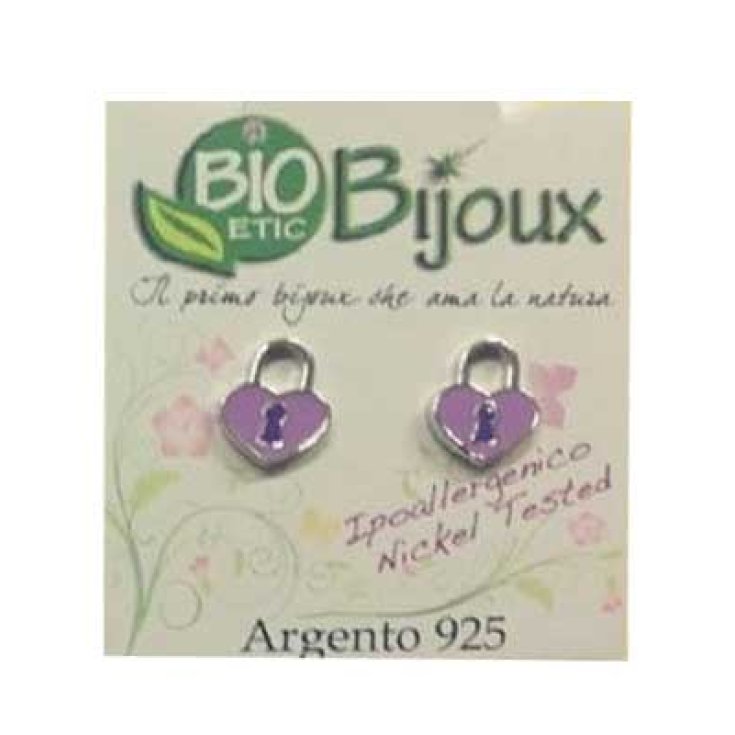 ORECCHINO LUCCHETTO/CUORE LILLA BIOETIC BIJOUX