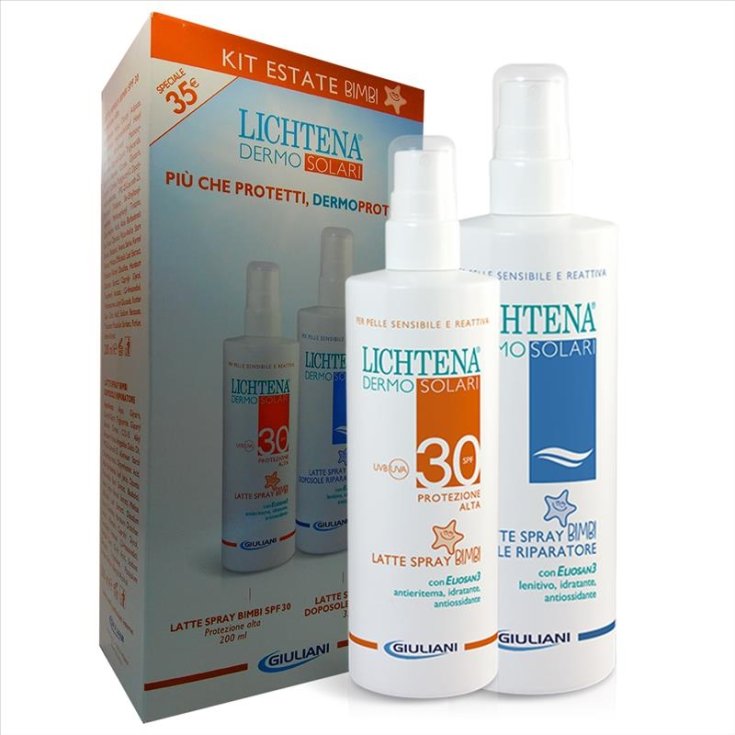 LICHTENA&reg; DERMOSOLARI Latte Spray Bimbi SPF30 + Latte Spray Doposole Riparatore