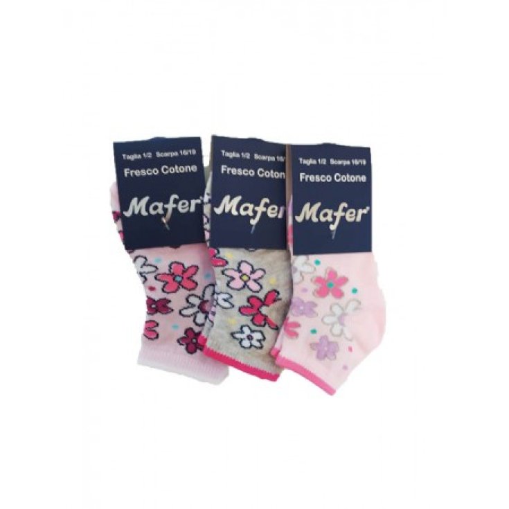 Calzini Fresco Cotone Bambina Assortiti 20-23 Mafer 1 Set Da 3 Paia