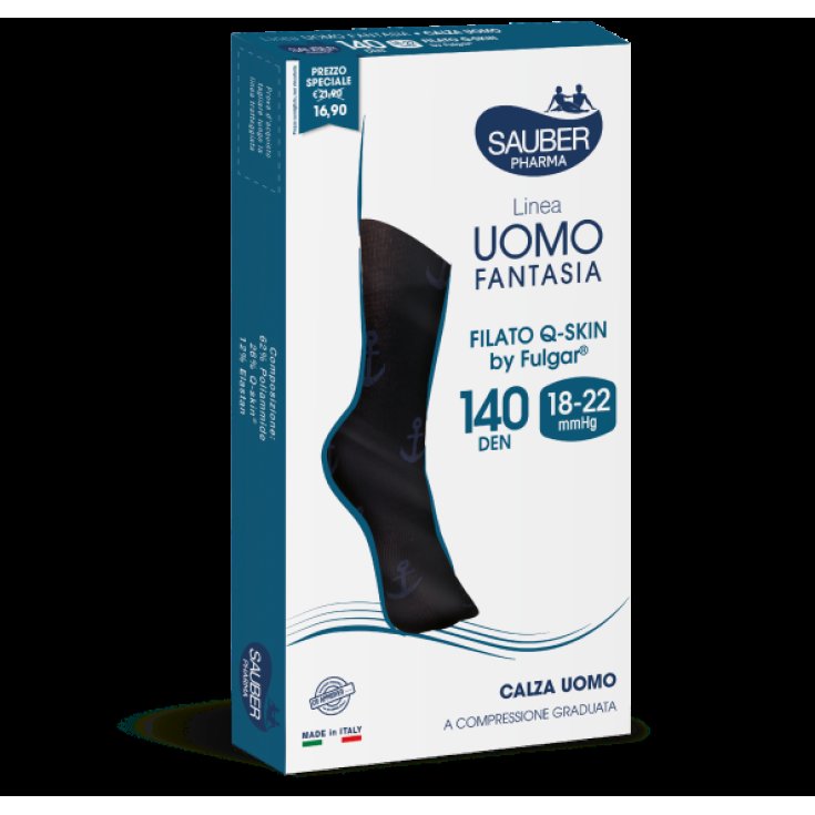 Linea Uomo Fantasia Calza 140D Blu Capri Tg.L/XL&nbsp;Sauber
