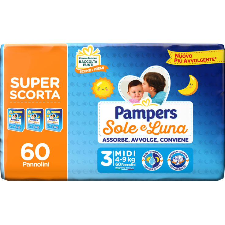 Pannolini Tg.3&nbsp;Midi Sole&Luna Pampers 60 Pezzi