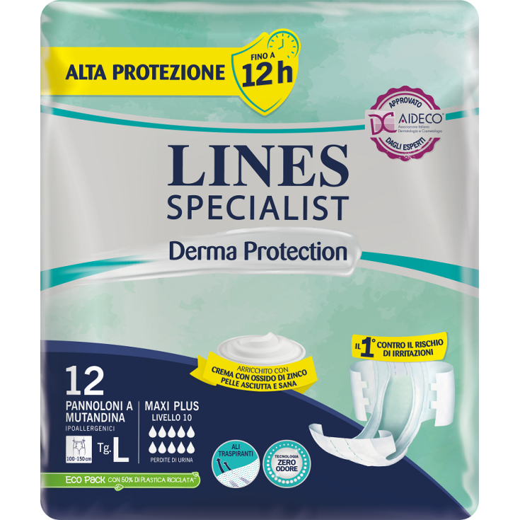 Derma Protection Pannoloni a Mutandina L Lines Specialist 12 Pezzi