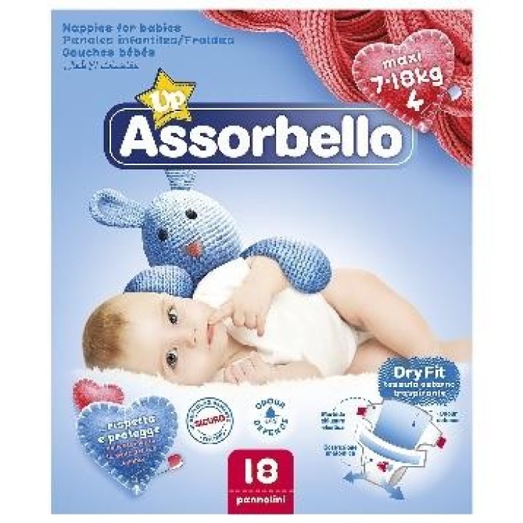 Pannolini Dryfit Maxi 7/18kg Assorbello Up 18 Pezzi