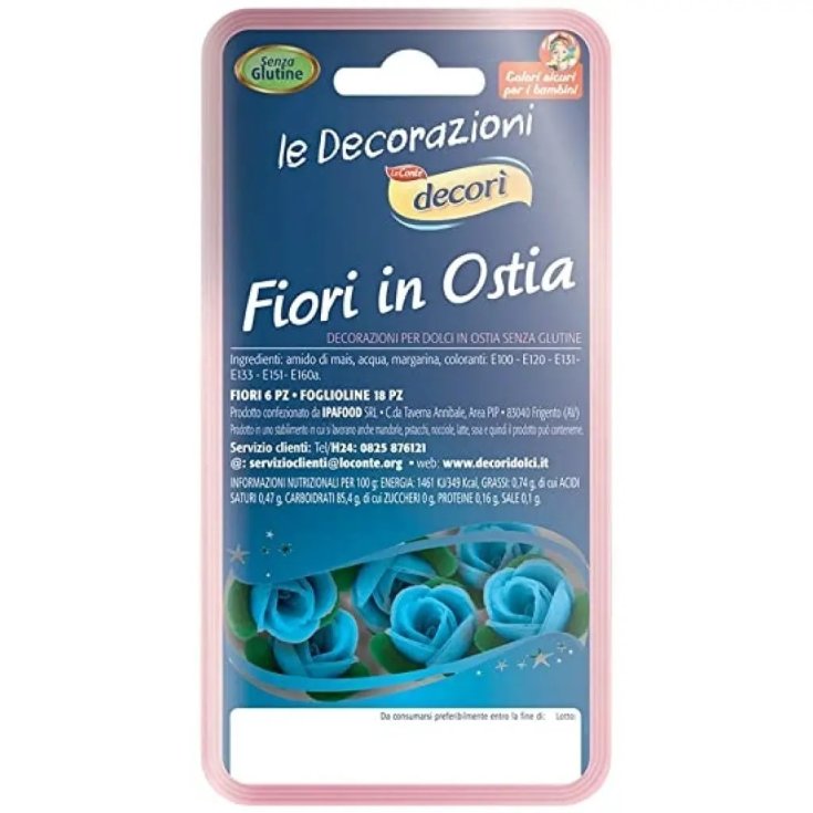Roselline in Ostia Azzurro Decor&igrave; 6 Pezzi