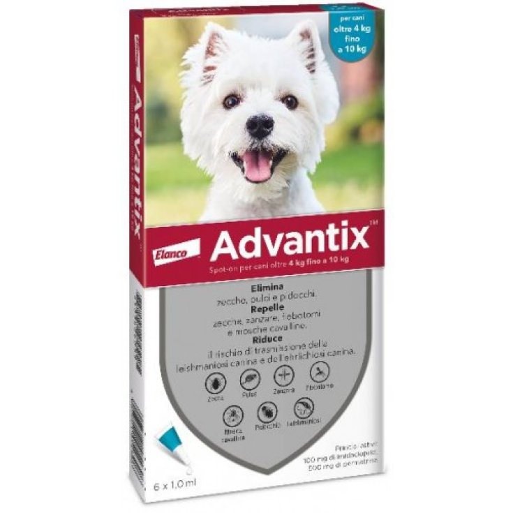 Advantix Spot On 6 Pipette - Azzurro 4-10 Kg