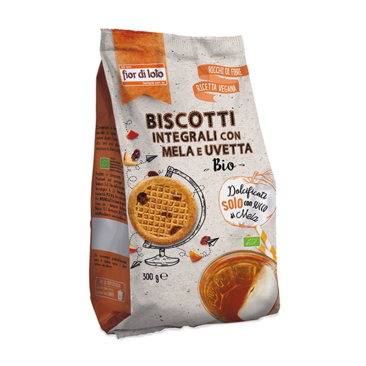 Biscotti Integrali Con Mela E Uvetta Bio Fior Di Loto 300g
