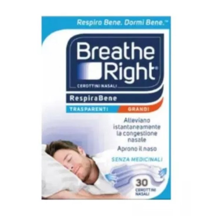 Breath Right&reg; Cerotti Nasali Trasparenti Grandi 30 Pezzi