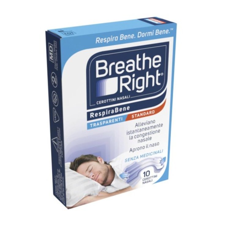 Breathe Right&reg; Cerottini Nasali Trasparenti Standard 10 Pezzi