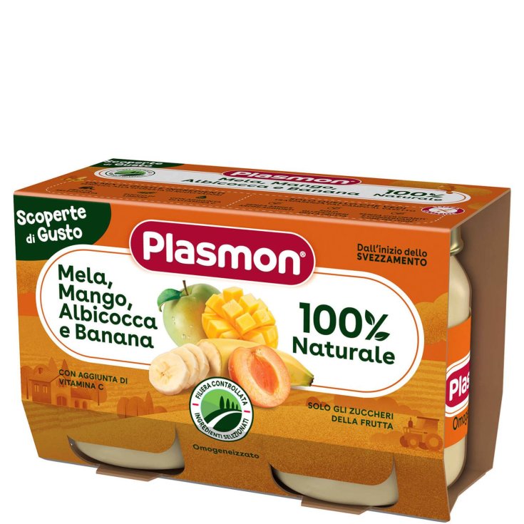Omogeneizzato Mela&nbsp;Mango&nbsp;Albicocca e Banana Plasmon 2x104g