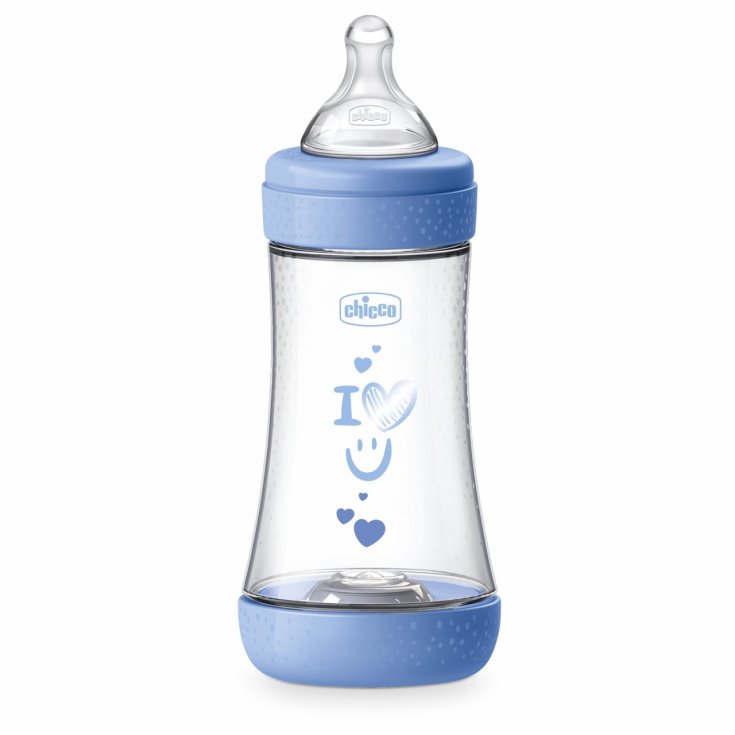 Perfect 5 Biberon 240ml Flusso Medio Silicone Azzurro Chicco&reg;