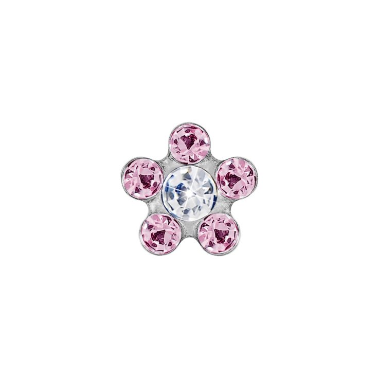 Fiore 6mm Rosa Punto Cristallo Medical Jewels 1 Paio