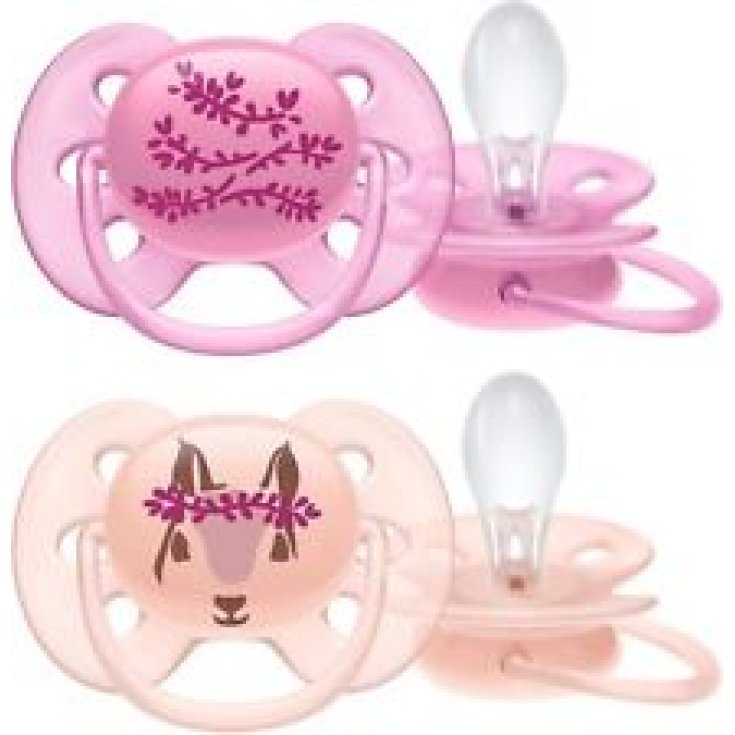Avent Ultra Soft Succhietto Fiori/Scoiattolo Femmina 6-18M Scf223/22 2 Pezzi