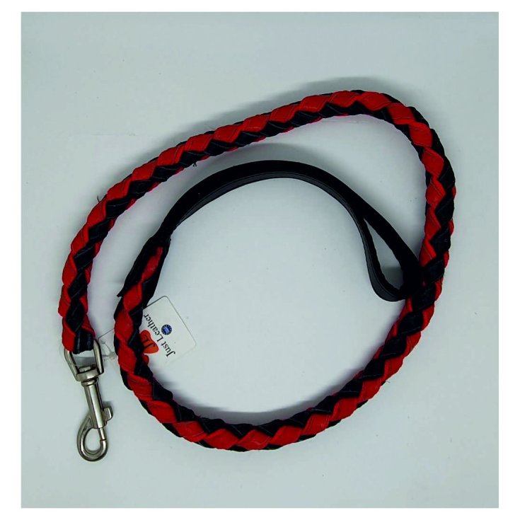 Guinzaglio Per Cane Intrecciato In Pelle Nero Rosso Just Leather 1 Pezzo