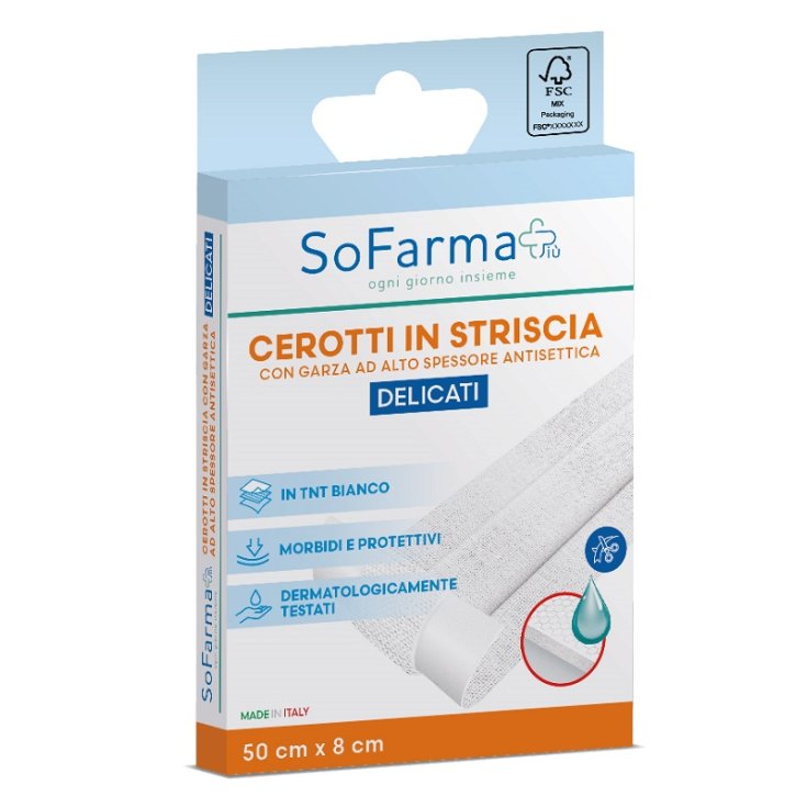 SOFARMAPIU' CEROTTI IN STRISCIA DELICATI 50X8